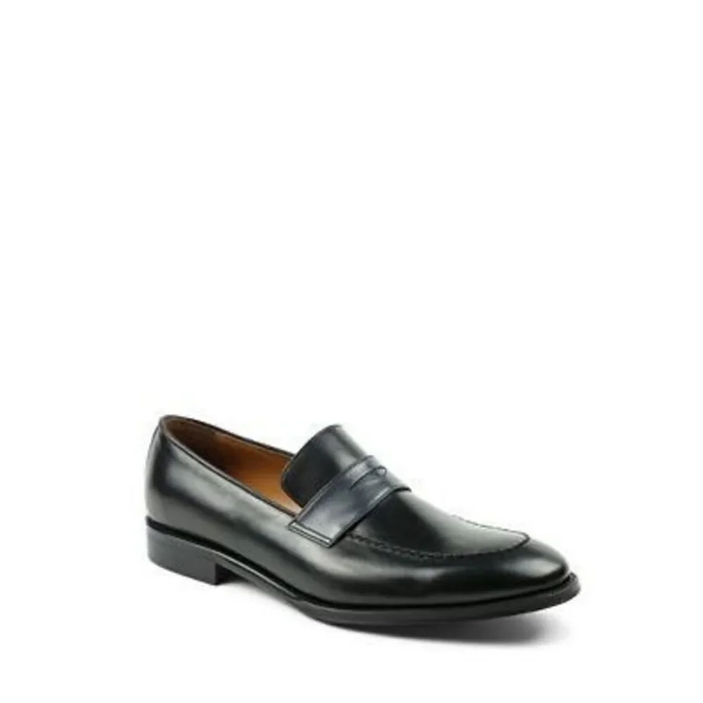 BRUNO MAGLI Men's Arezzo Leather Slip On Two Tone Penny Loafers Black Size 7.5